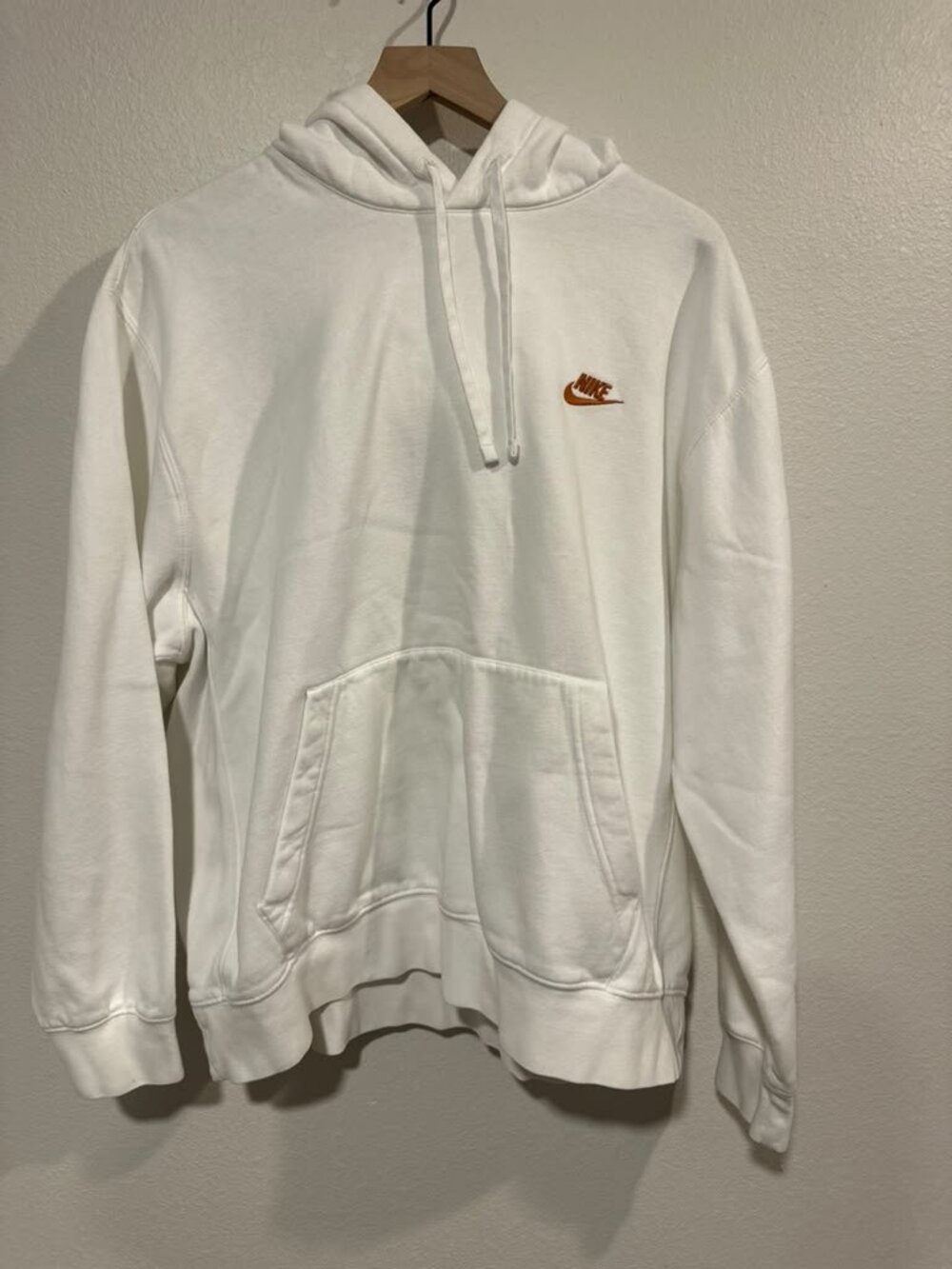 Nike Sportswear Club Pullover Hoodie - White with Orange/Gold Logo